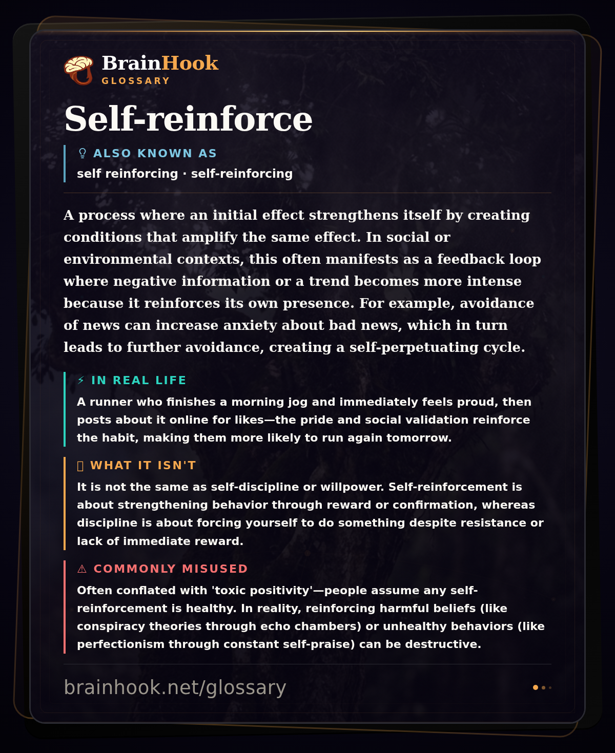 Self-reinforce — BrainHook Glossary card