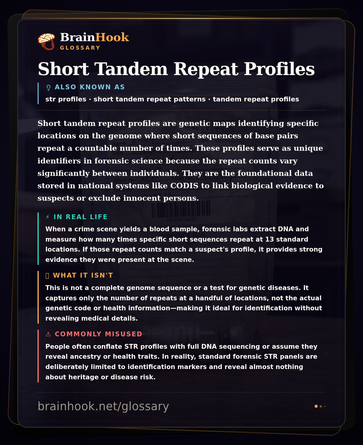 Short Tandem Repeat Profiles — BrainHook Glossary card