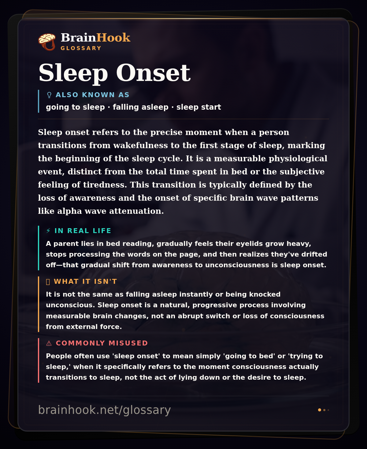Sleep Onset — BrainHook Glossary card