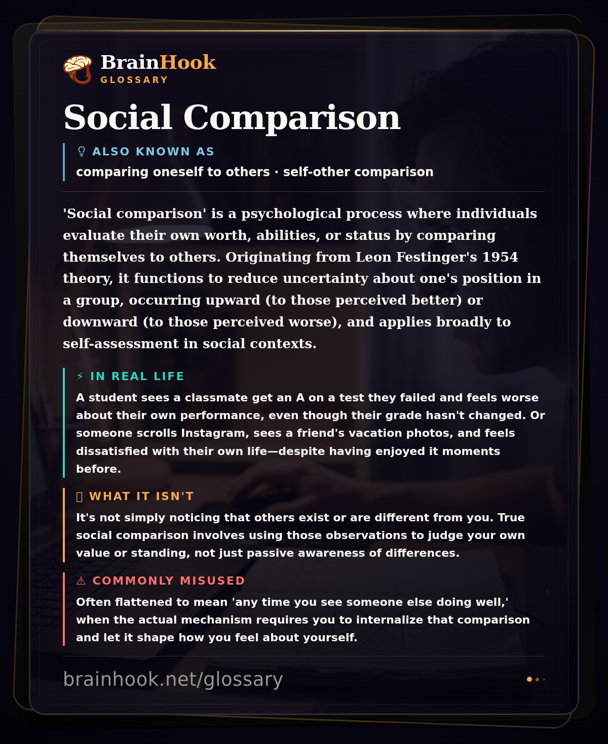 Social Comparison — BrainHook Glossary card