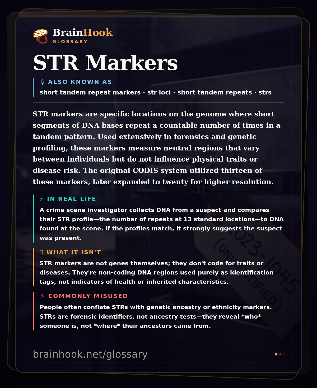 STR Markers — BrainHook Glossary card