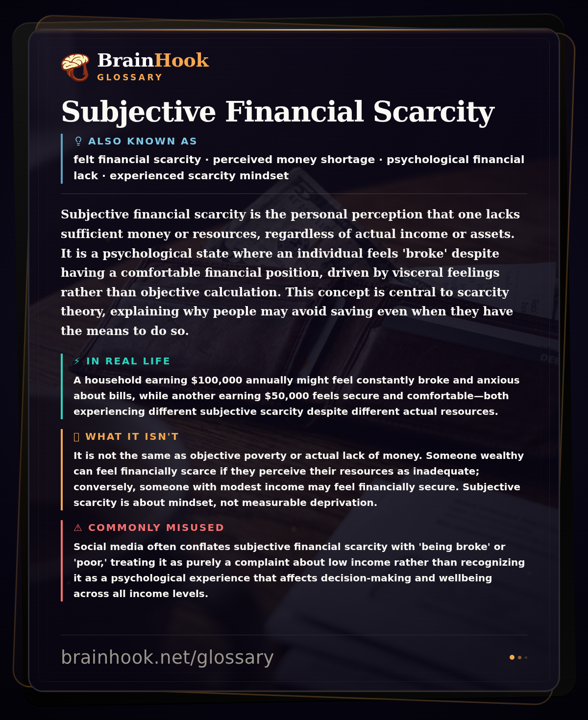 Subjective Financial Scarcity — BrainHook Glossary card
