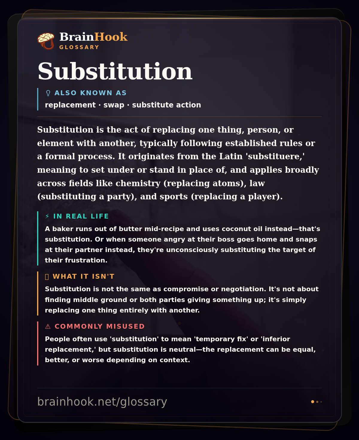 Substitution — BrainHook Glossary card
