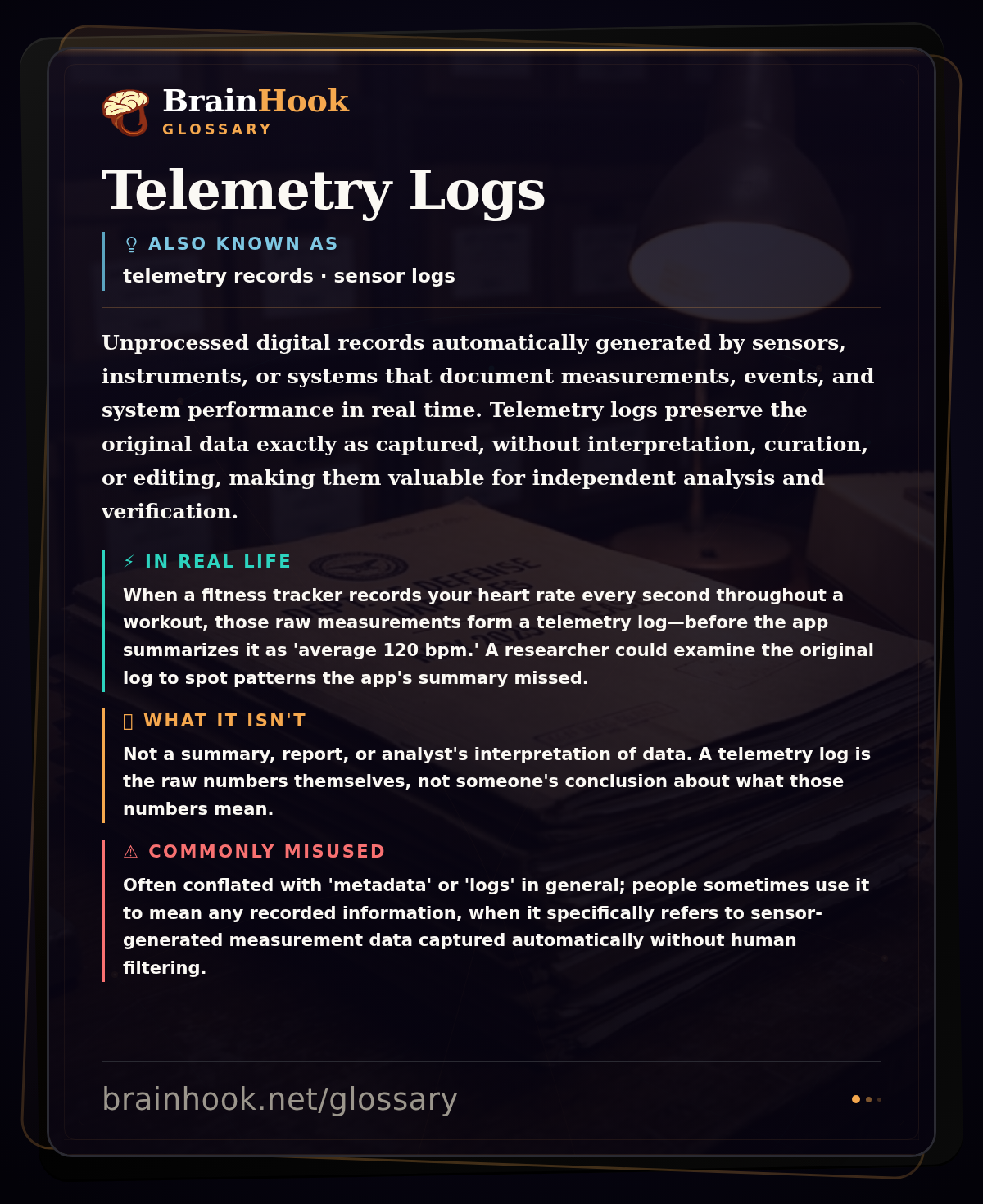 Telemetry Logs — BrainHook Glossary card
