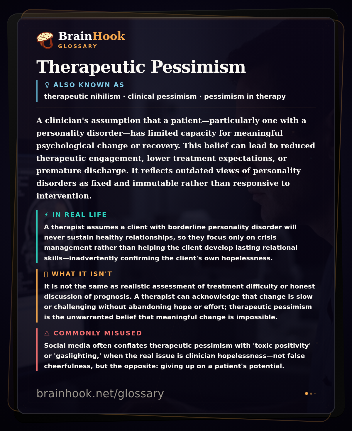 Therapeutic Pessimism — BrainHook Glossary card