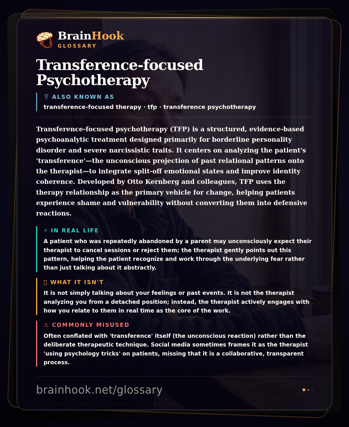 Transference-focused Psychotherapy — BrainHook Glossary card