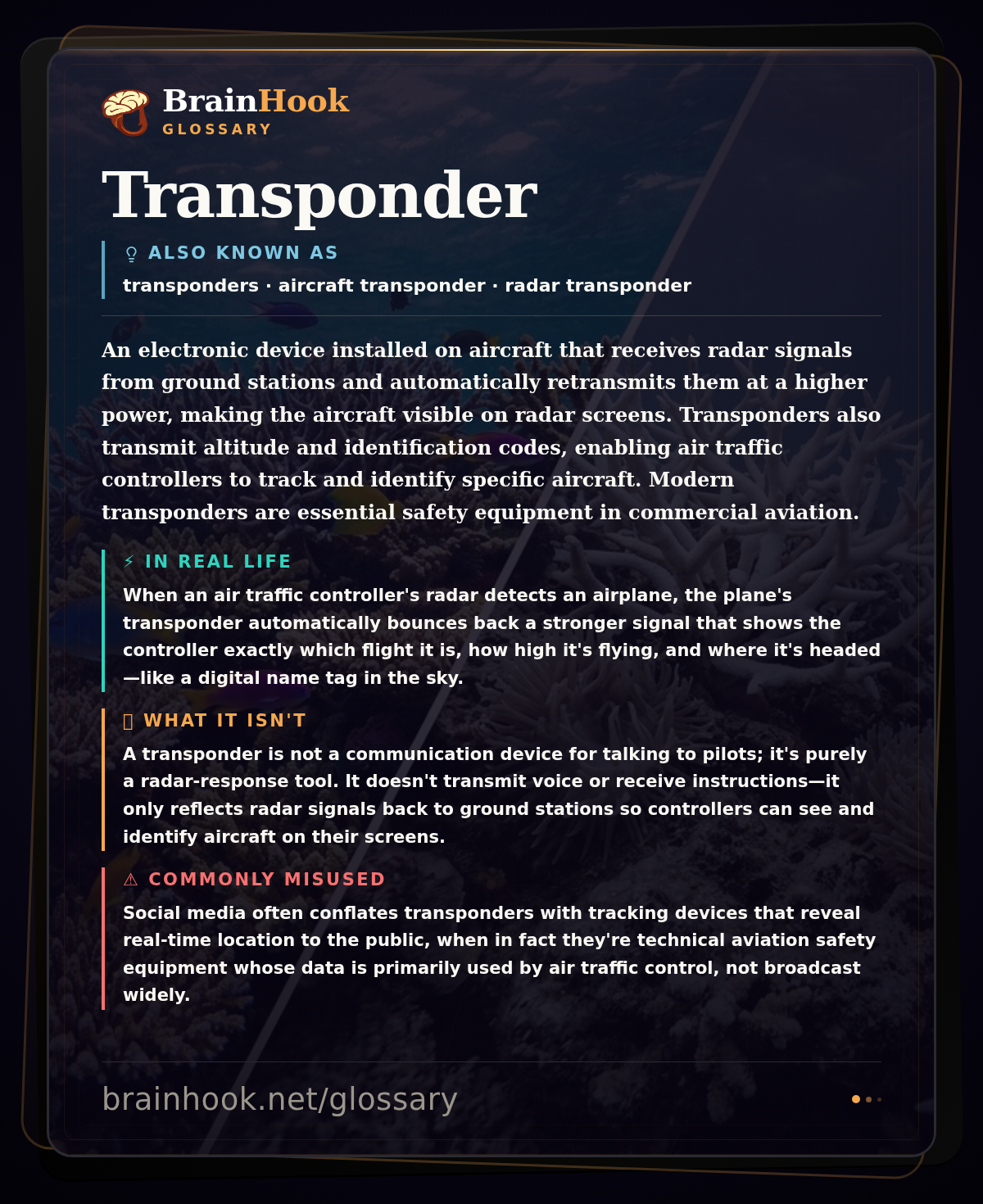 Transponder — BrainHook Glossary card