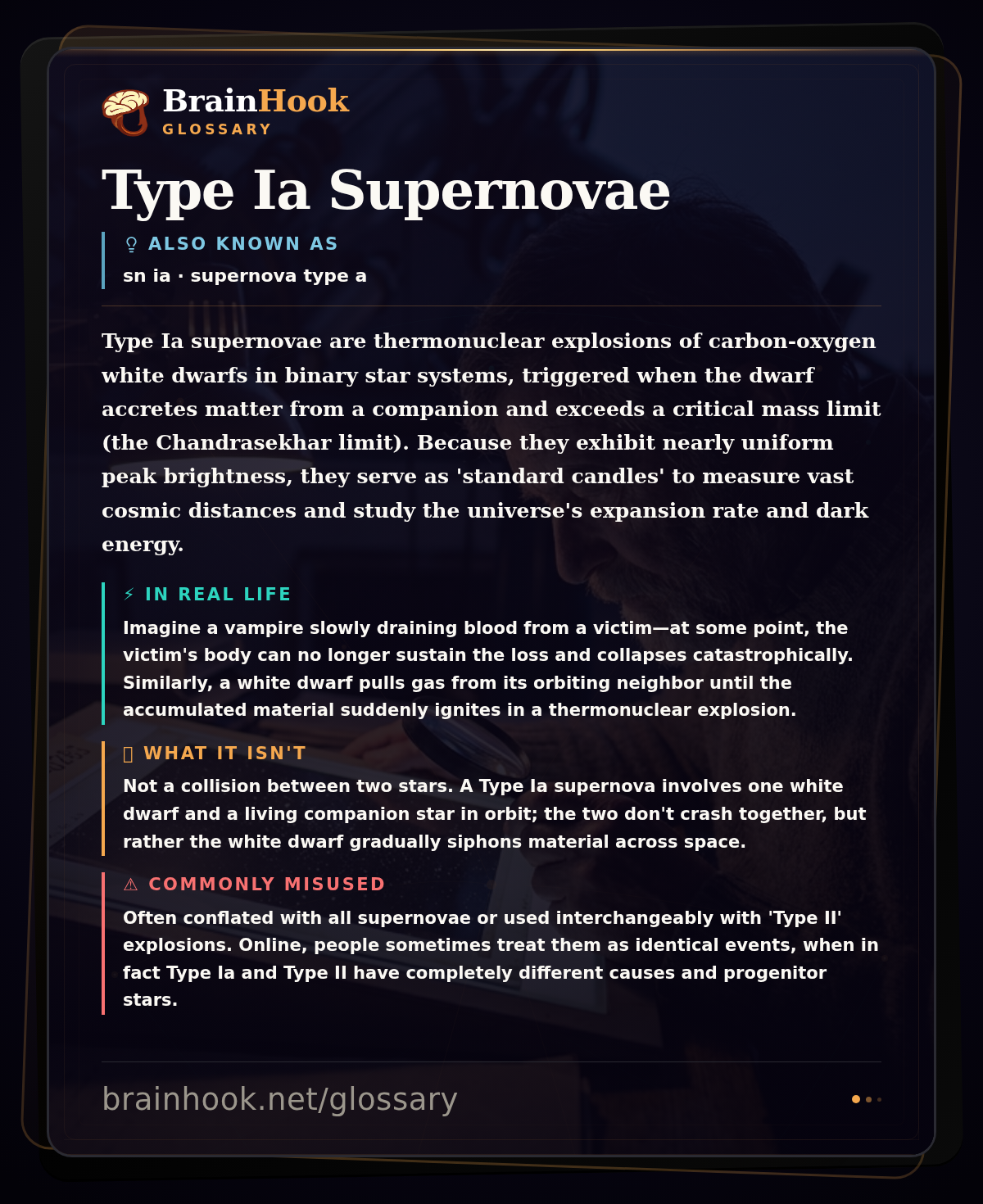 Type Ia Supernovae — BrainHook Glossary card