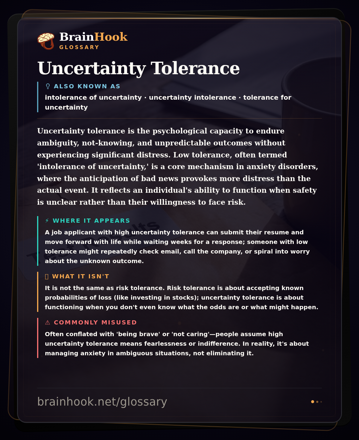 Uncertainty Tolerance — BrainHook Glossary card