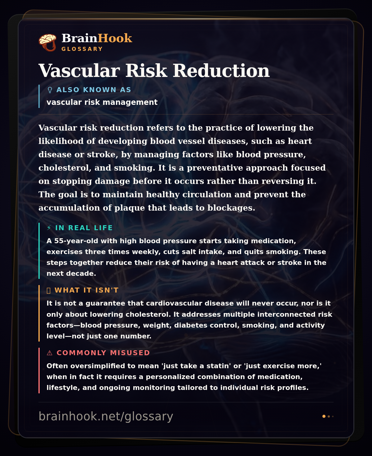 Vascular Risk Reduction — BrainHook Glossary card