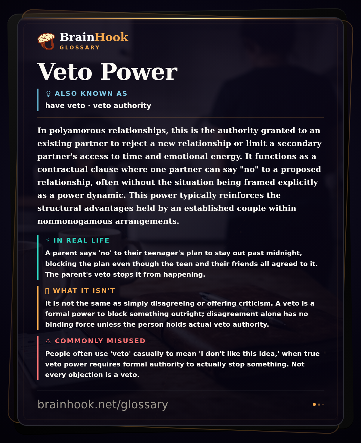 Veto Power — BrainHook Glossary card