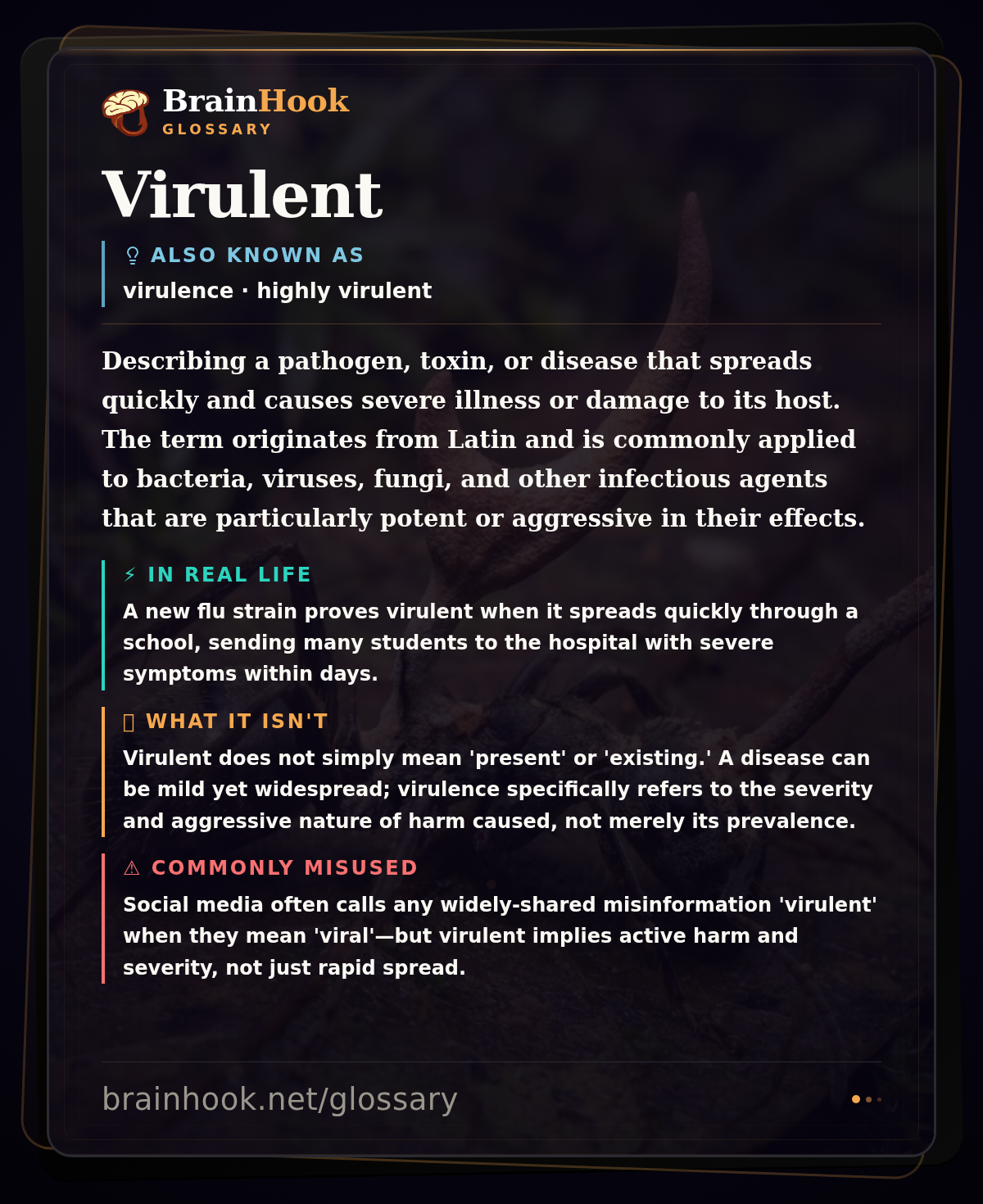 Virulent — BrainHook Glossary card