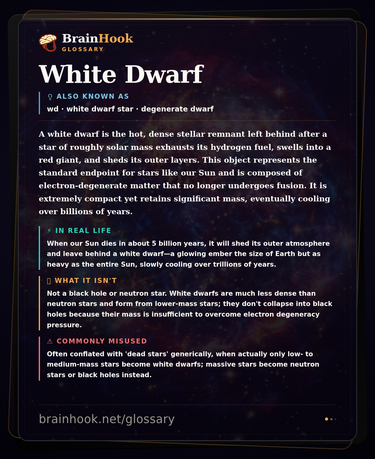 White Dwarf — BrainHook Glossary card