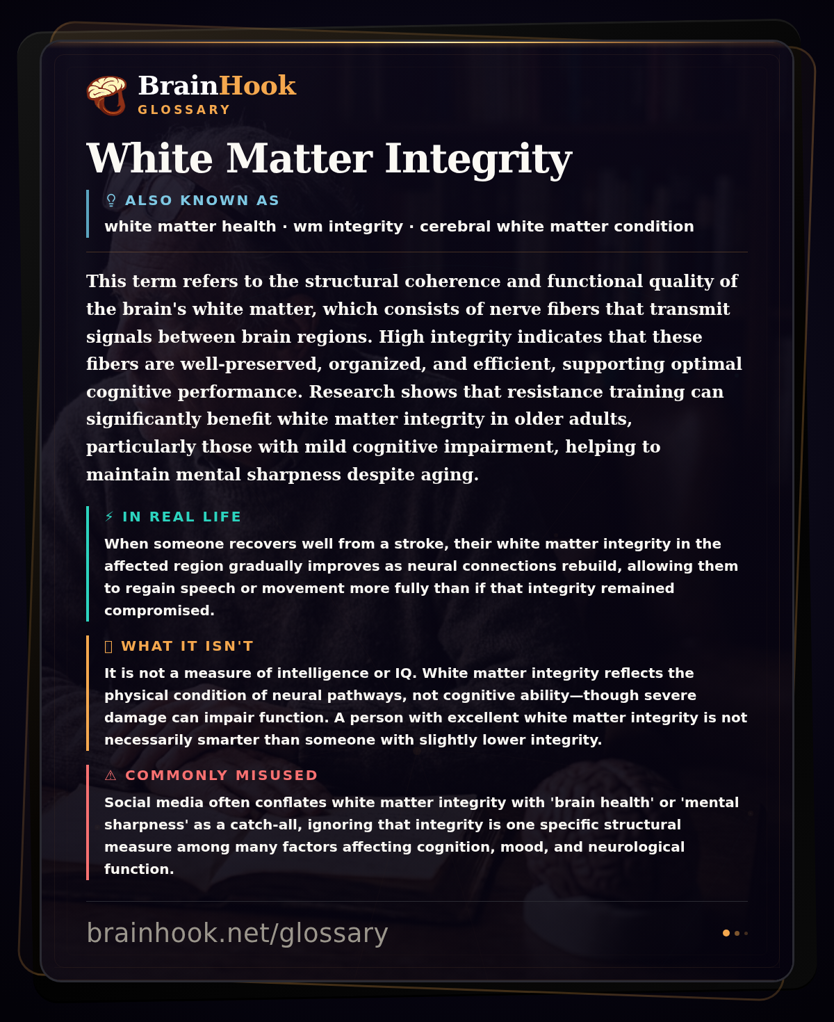 White Matter Integrity — BrainHook Glossary card