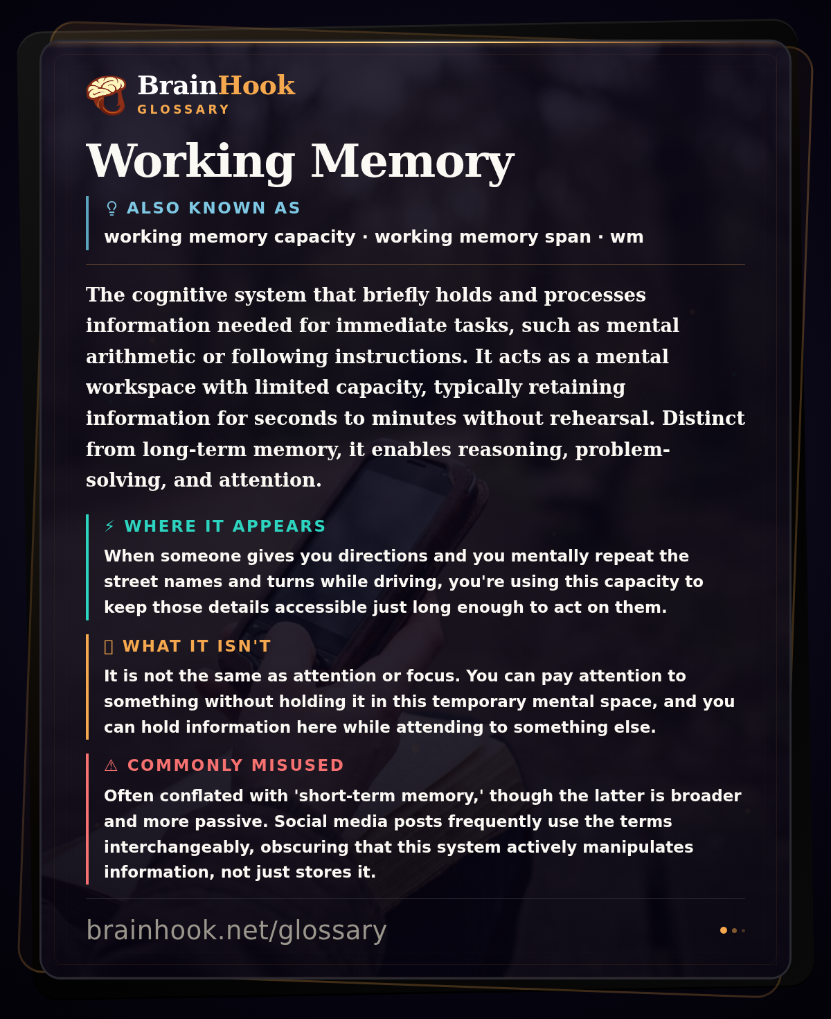 Working Memory — BrainHook Glossary card