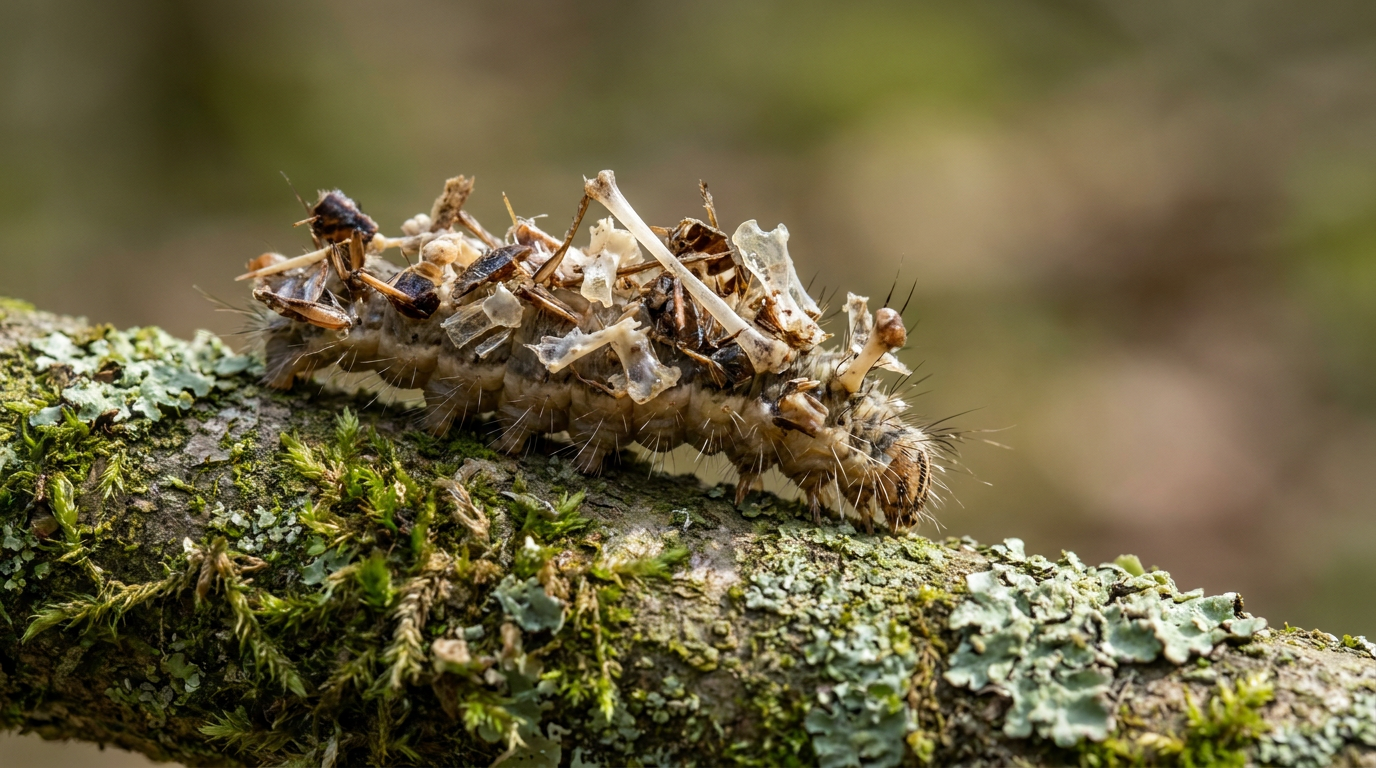 A Caterpillar That Wears Its Victims' Bones Was Just Discovered. It Rewrites Insect Predation.